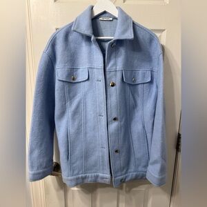 Zara Soft Blue Wool Blend Jacket